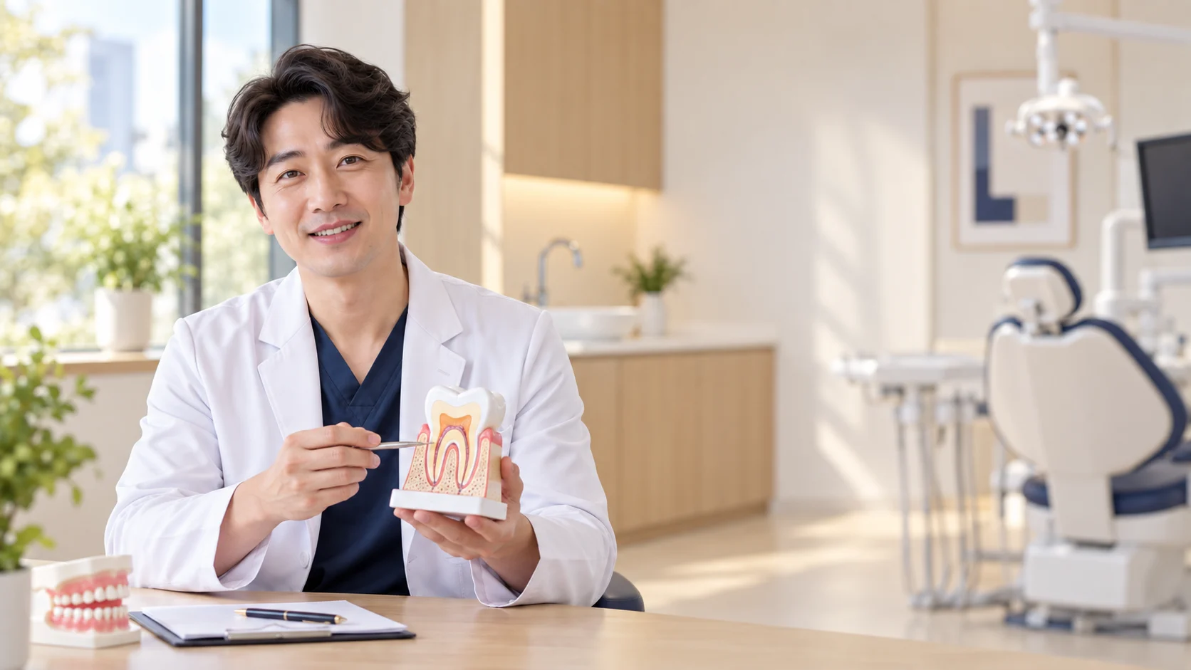 치과 진료 방법 설명을 표현한 가상 사진