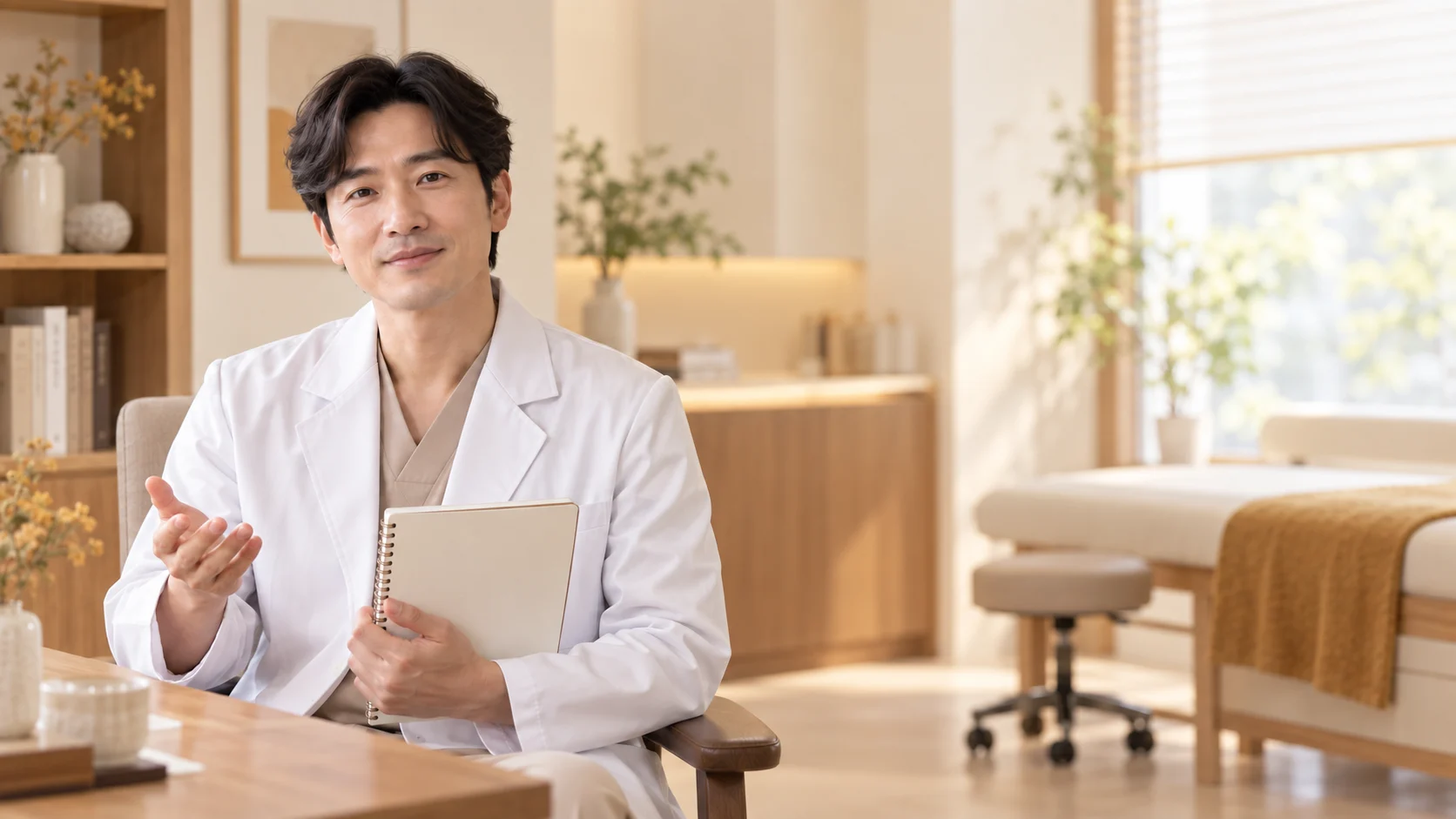 한의원 진료 방법 설명을 표현한 가상 사진