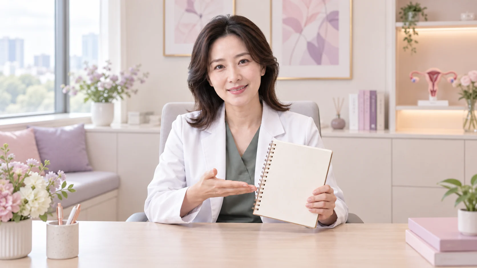 산부인과 상담·설명을 표현한 가상 사진