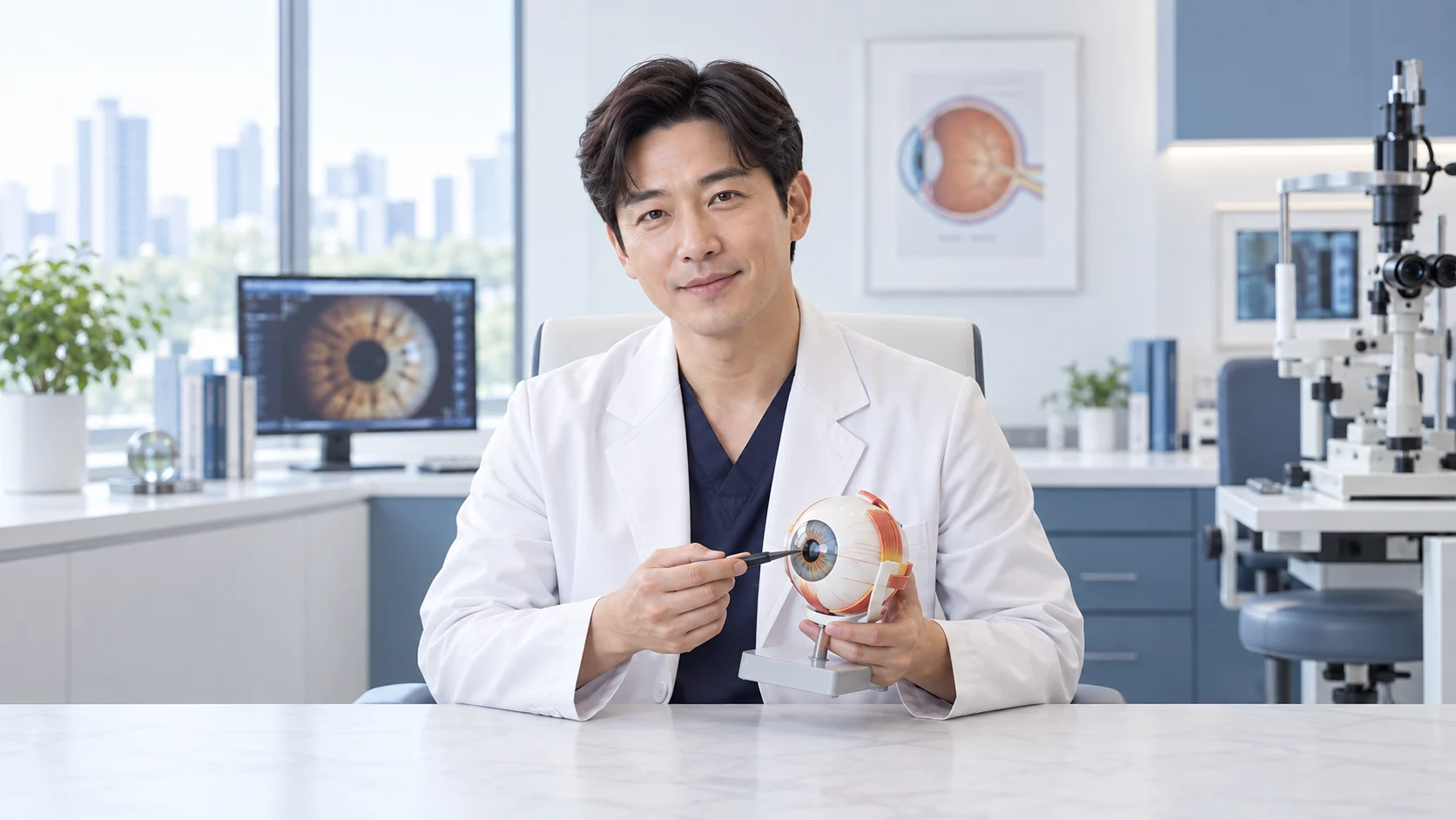안과 상담·설명을 표현한 가상 사진