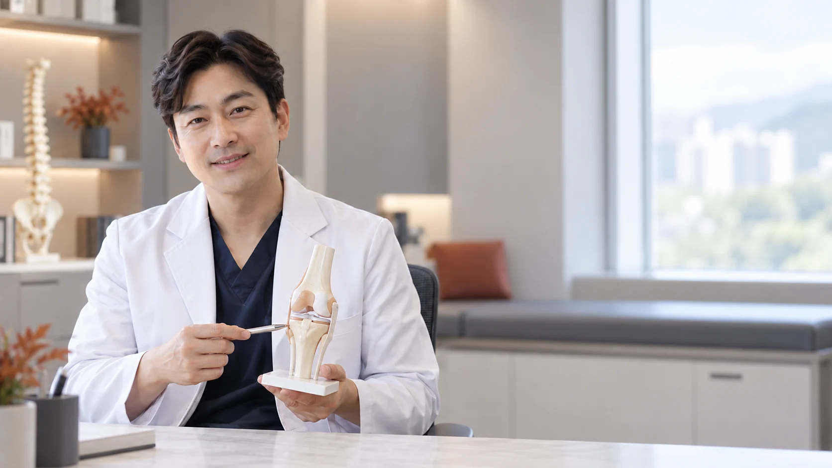 정형외과 진료 방법 설명을 표현한 가상 사진
