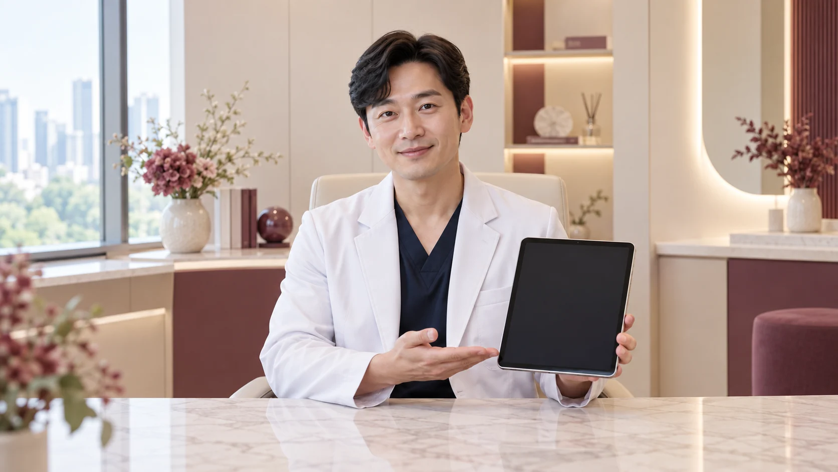 성형외과 상담·설명을 표현한 가상 사진