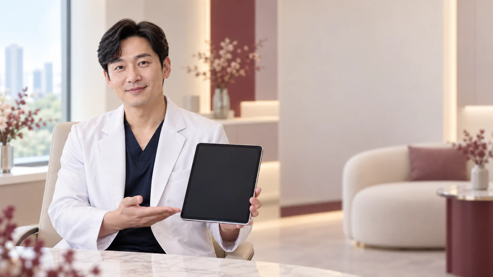 성형외과 진료 방법 설명을 표현한 가상 사진