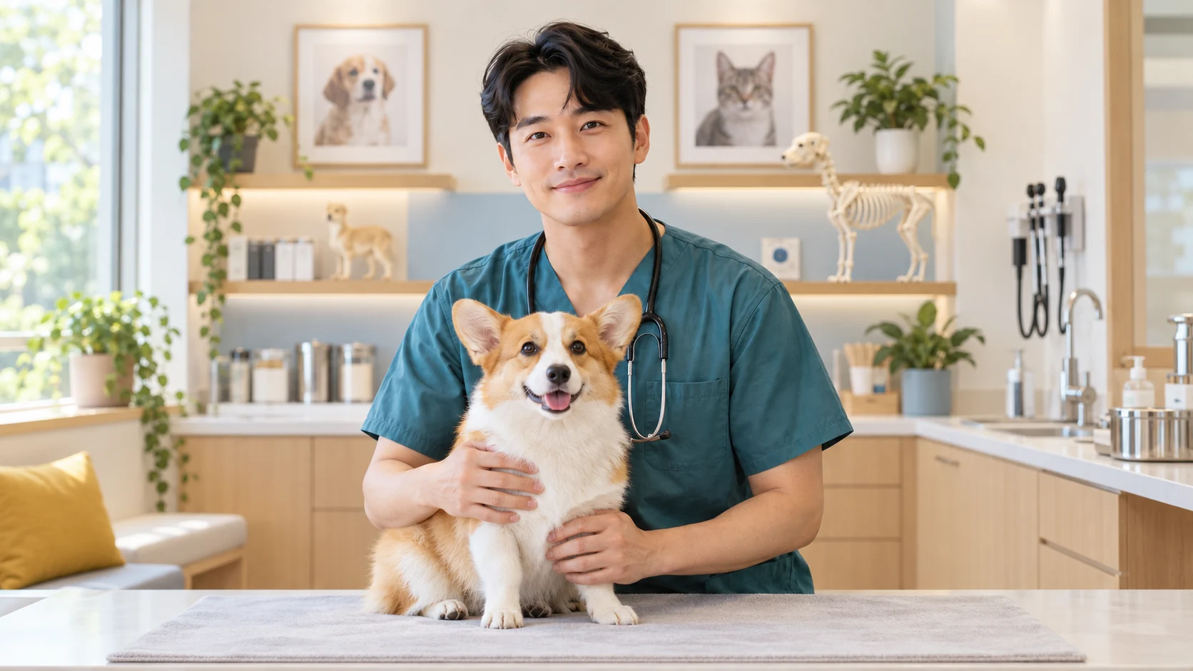 동물병원 상담·설명을 표현한 가상 사진